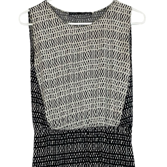 Zara Colorblock Dress Womens Size Small Sleeveless Black White Geometric Pockets - Picture 3 of 9